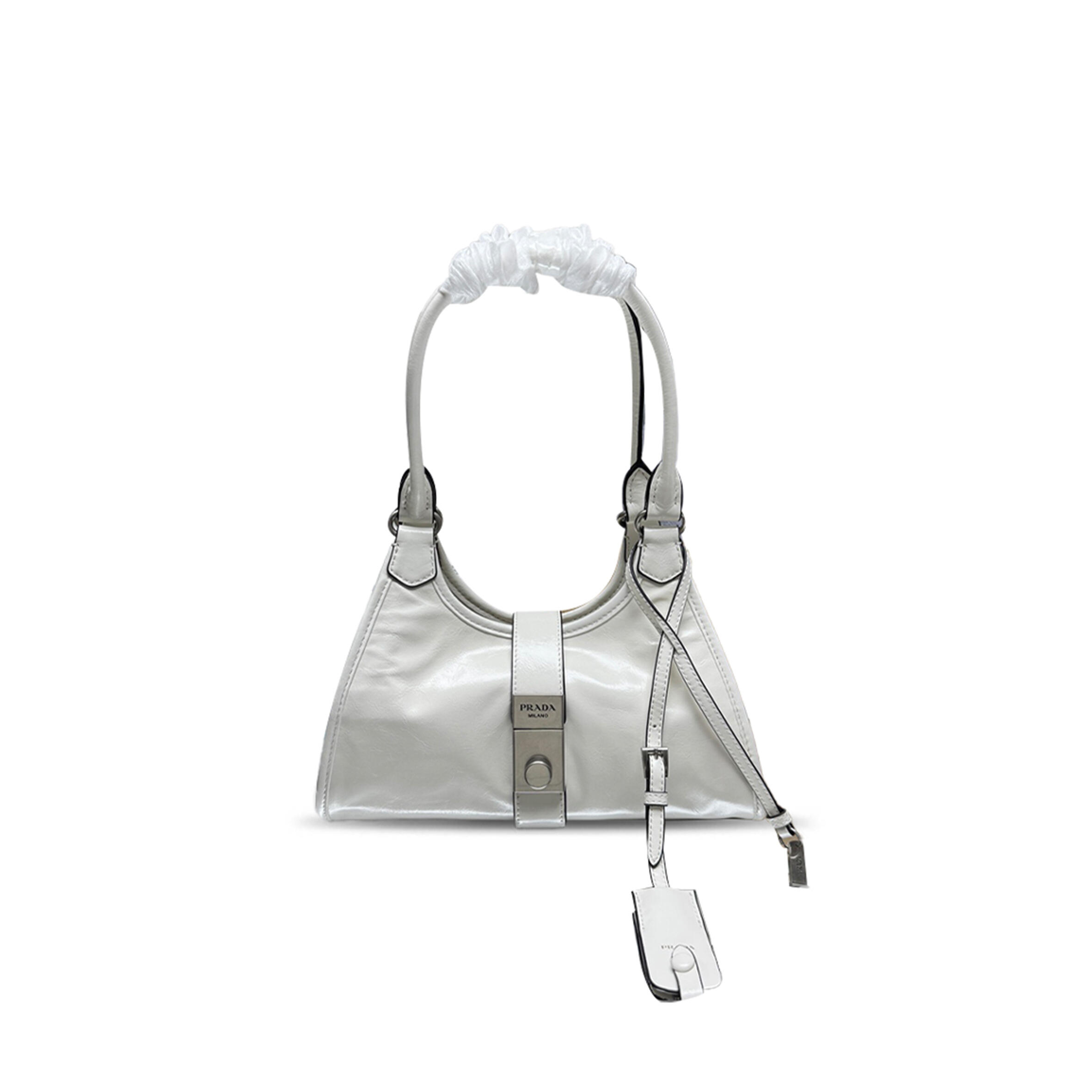 PRADA SMALL PUSH-BUTTON LEATHER HANDBAG 1BG580 (26*18*12cm)